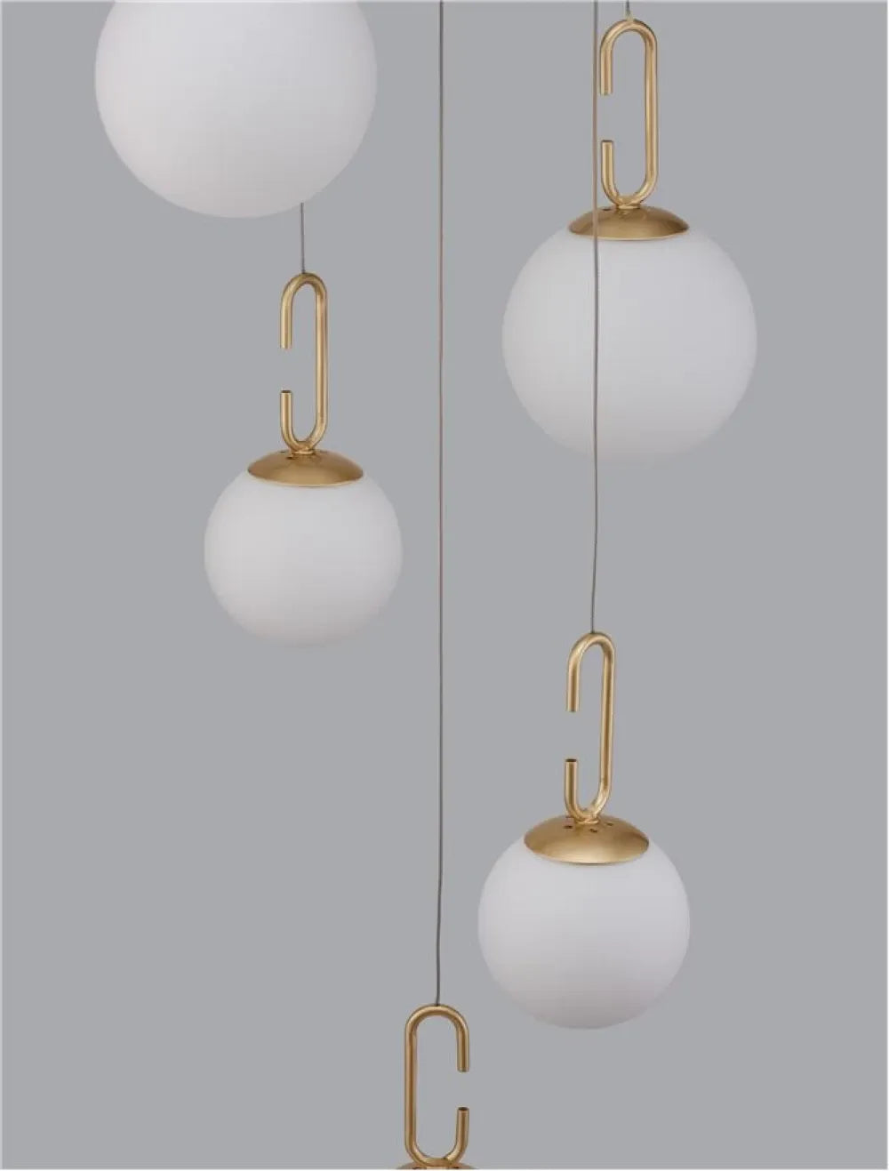 Candelabru structura din Metal Auriu si abajur din Sticla Alb H180xL42cm IP20 30W 3142lm 3000k HOOK