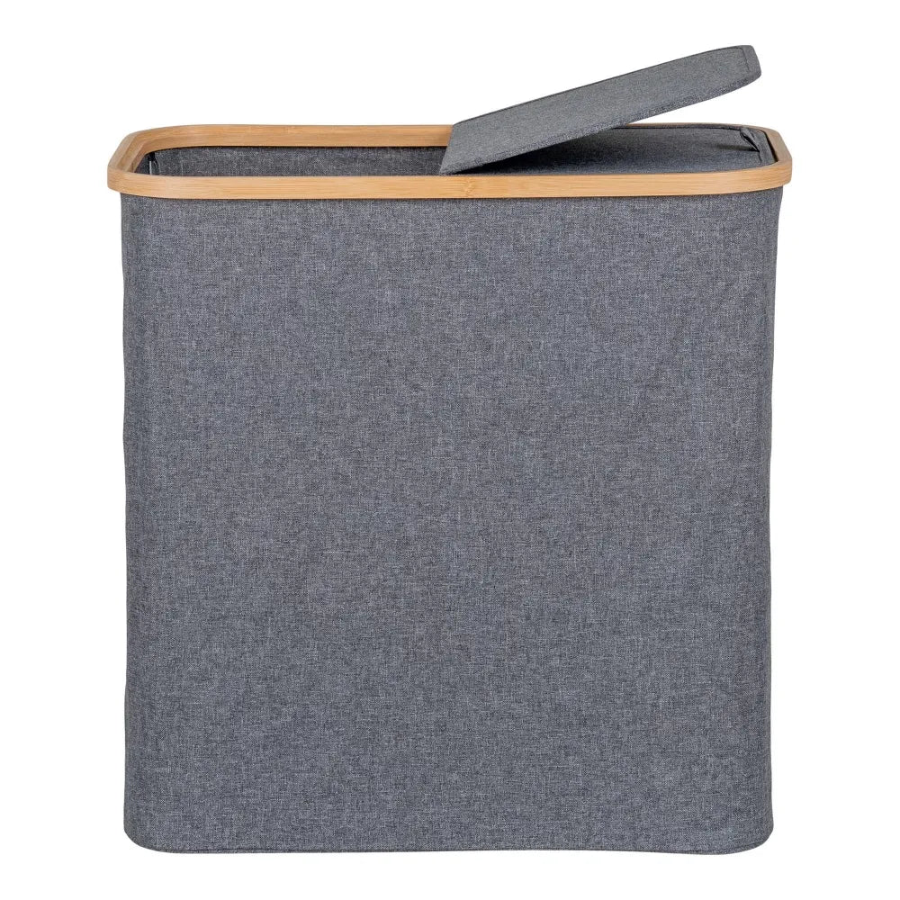 Cos de rufe din Lemn de bambus/Textil Maro/Gri H54xL33cm Noto