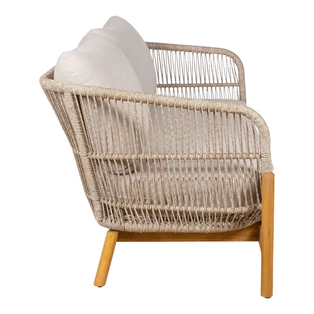 Canapea de exterior din Lemn de salcam/Metal Maro/Bej si Stofa Bej H72xL78,5cm Terracina
