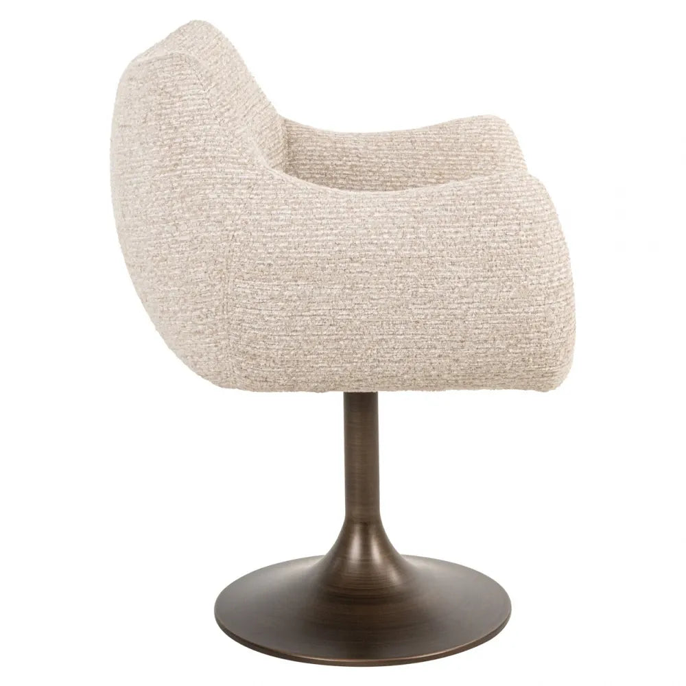 Scaun rotativ din Stofa Bej si Metal Bronz H79xL63xA62cm Aldo Richmond Interiors