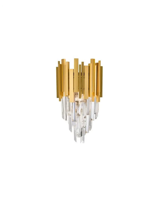 Aplica de perete structura din Metal Auriu si abajur din Cristal Transparent H35xL25cm IP20 GRANE