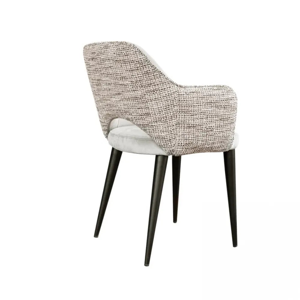 Scaun tapitat cu Catifea/Stofa Gri/Bej cu picioare din Metal Negru H85xL60xA64cm Giovanna Richmond Interiors