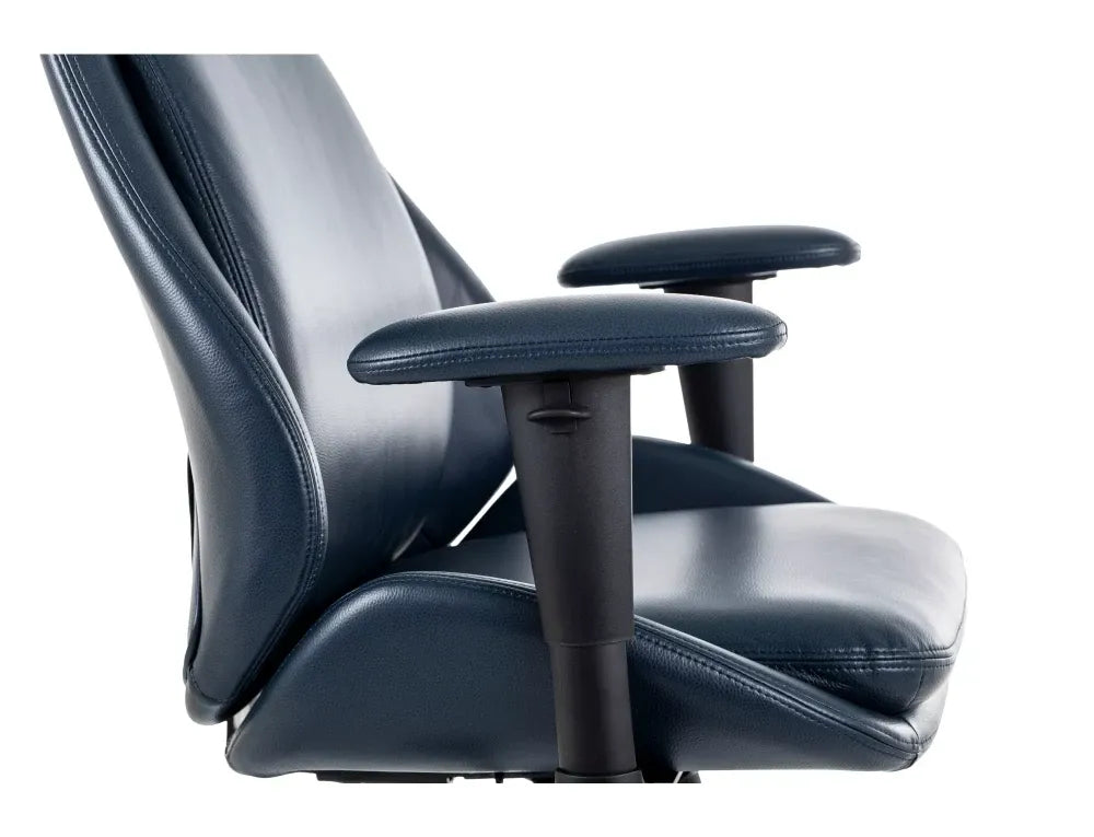 Scaun de birou din Piele ecologica Albastru si Metal Negru H110-120xL70xA72cm Q-092