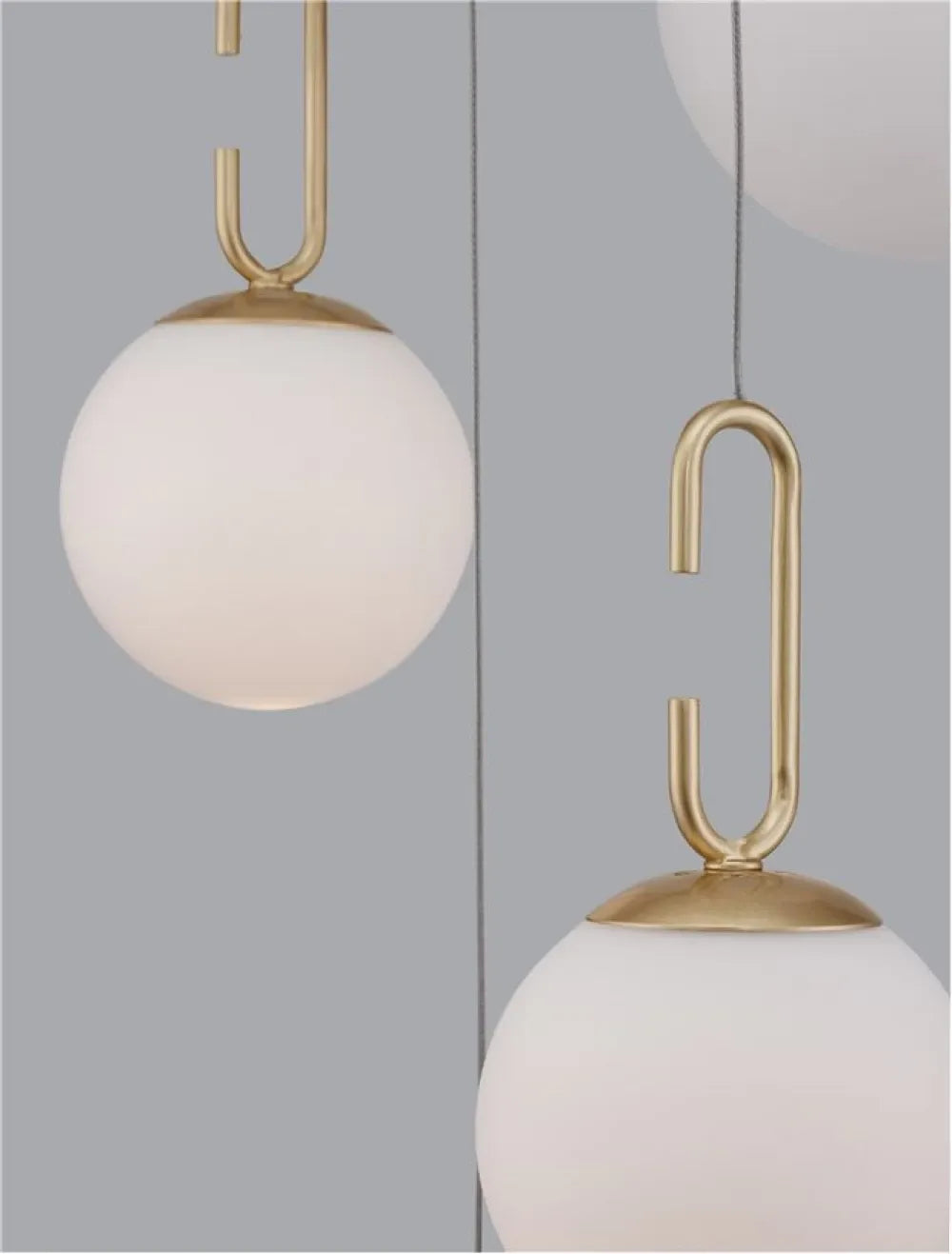 Candelabru structura din Metal Auriu si abajur din Sticla Alb H180xL42cm IP20 30W 3142lm 3000k HOOK