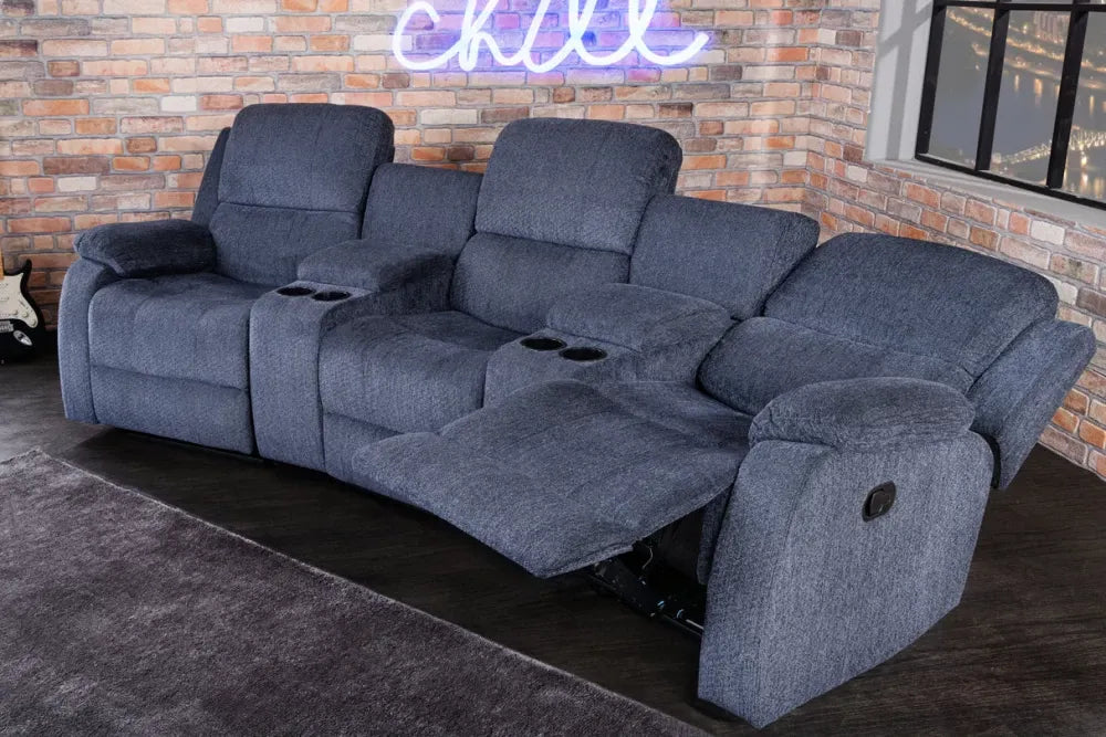 Canapea cu functie relaxare tapitata cu Stofa Gri inchis L295cm Hollywood