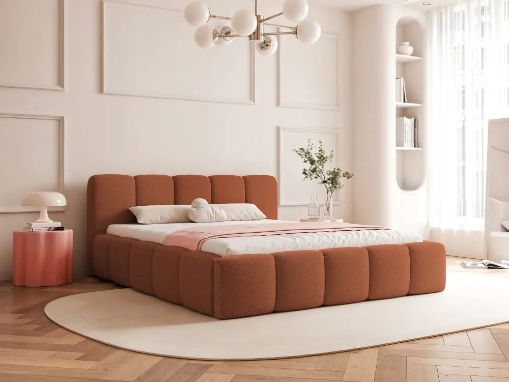 Pat 120 x 200 tapitat cu Stofa Loop Teracota Aeris