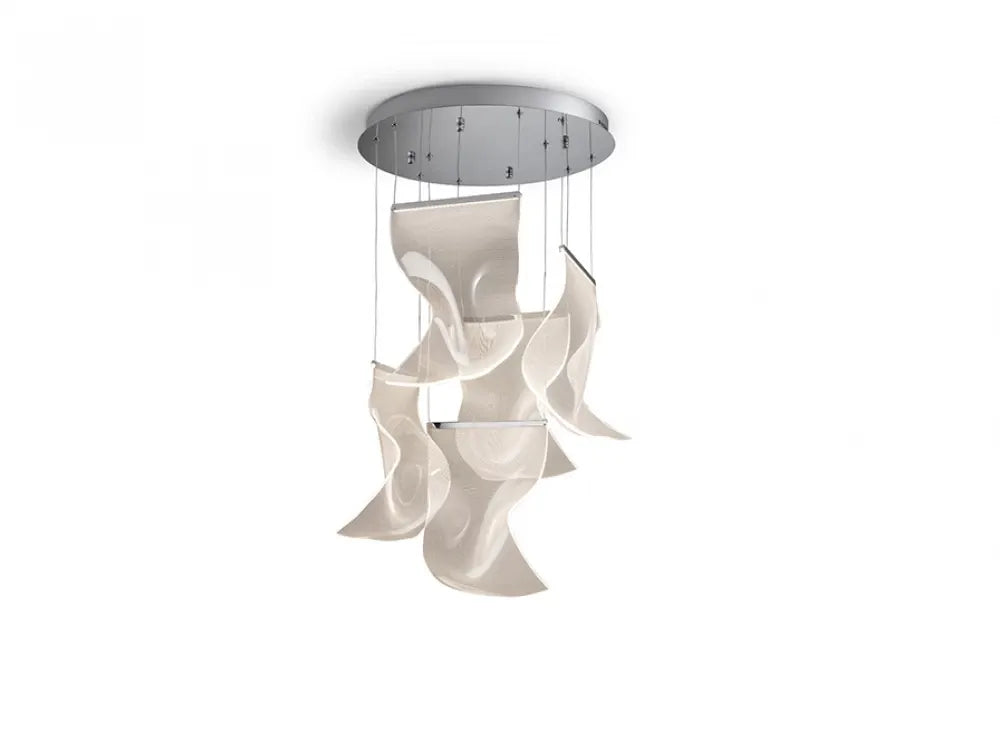Lustra din Metal Argintiu si Metacrilat Transparent D50xH230cm Velos II