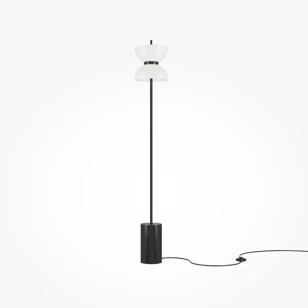 Lampa podea din Metal Negru si Sticla Alb H145xD22cm Kyoto