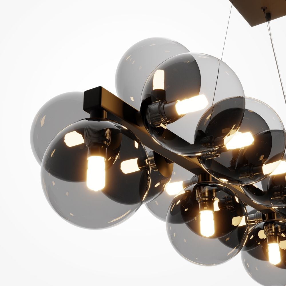 Lustra din Metal si Sticla Negru cu 25 becuri G9 28W L124xH134cm Dallas