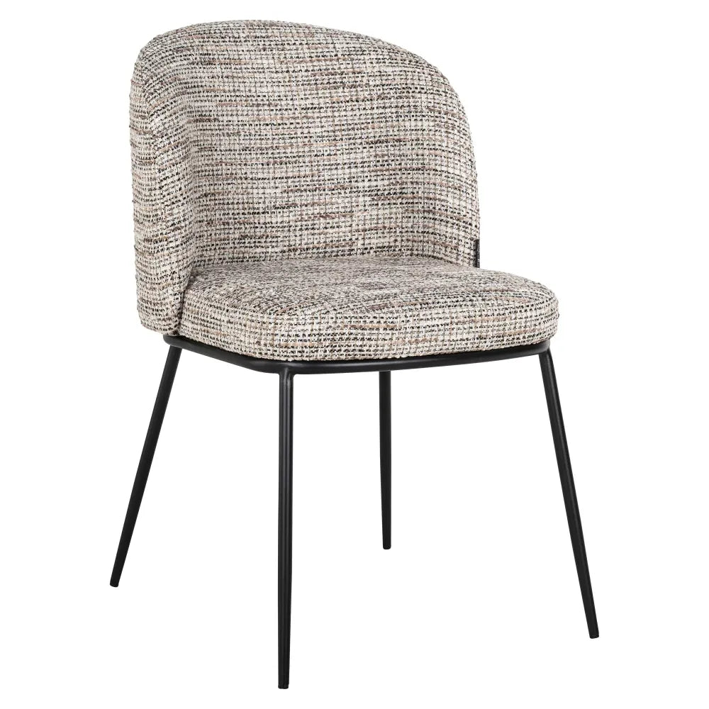Scaun tapitat cu Stofa Bej cu picioare din Metal Negru H82xL53xA63cm Elvi Richmond Interiors