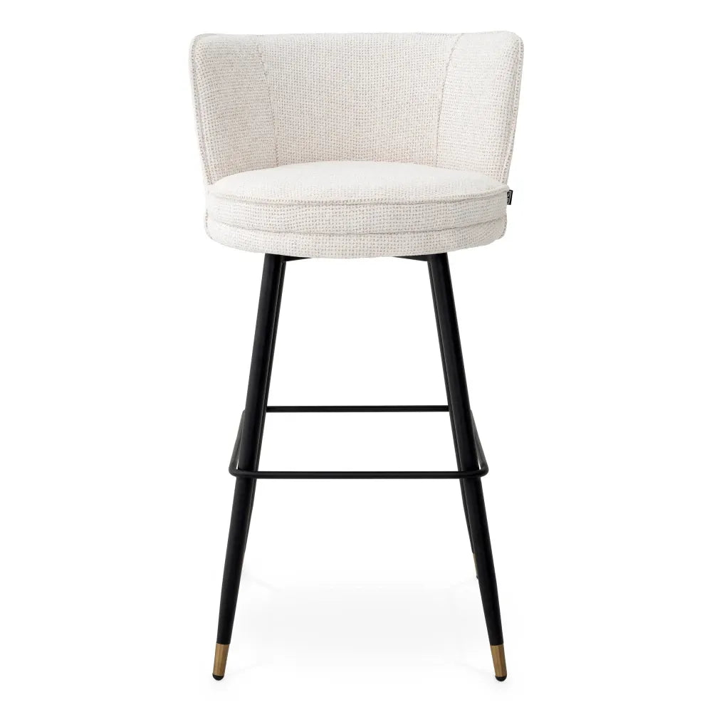 Scaun de bar rotativ tapitat cu Stofa Alb L53xA48xH100.5cm Grena Eichholtz