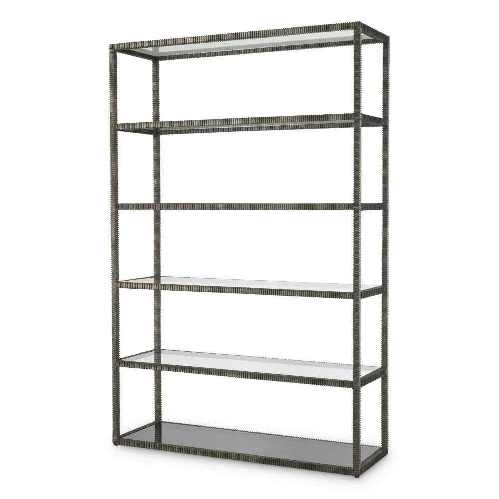 Etajera din Sticla Fumuriu/Transparent si Metal Bronz L150xH230.5cm Bethesda Eichholtz