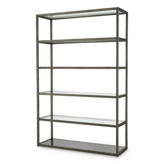 Etajera din Sticla Fumuriu/Transparent si Metal Bronz L150xH230.5cm Bethesda Eichholtz