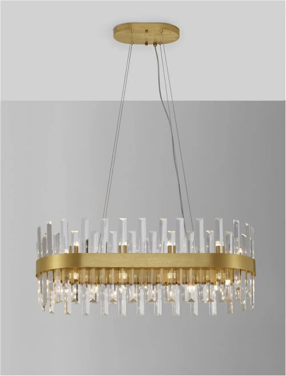 Candelabru structura din Metal Auriu si abajur din Cristal Transparent H120xL80cm IP20 CROWN