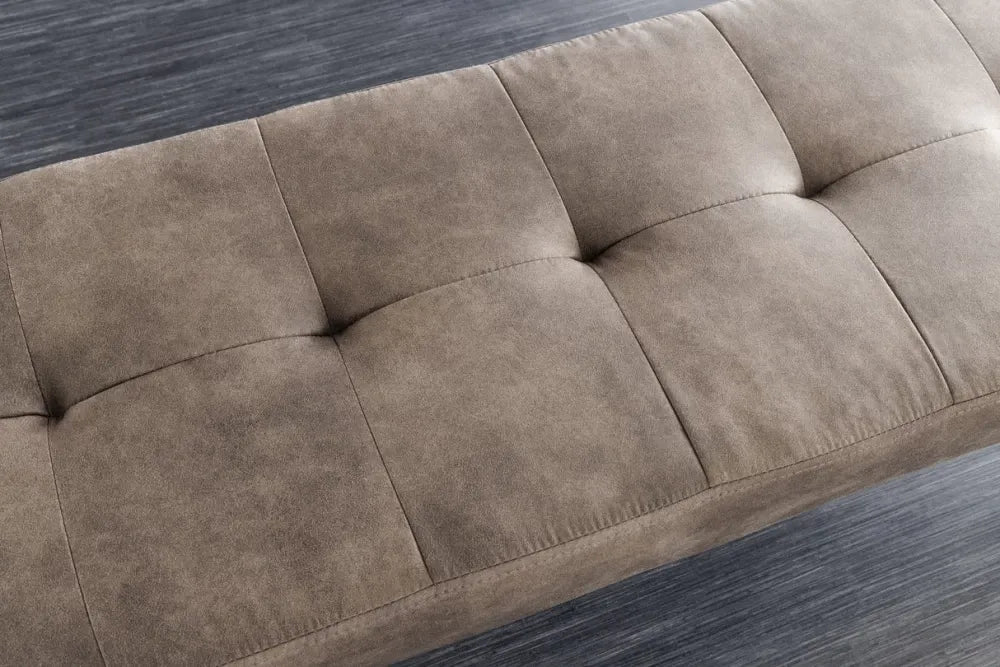 Bancheta din Metal Negru si Microfibra Maro taupe H45xL100cm Boutique