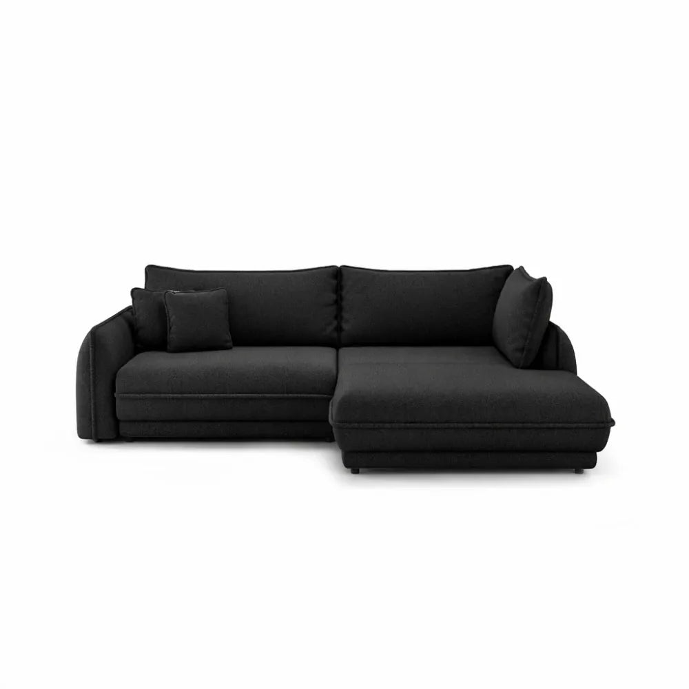 Coltar extensibil din catifea negru Ella II L280x190cm
