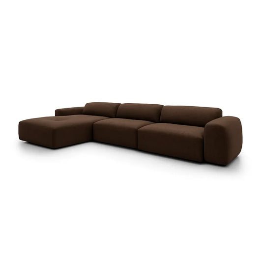 Coltar Loran fix in forma de L din catifea Vogue maro L364×180×H65 cm