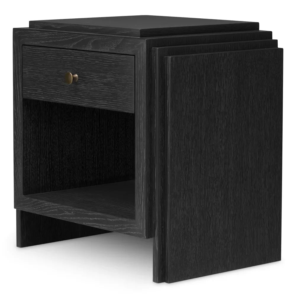 Noptiera din Furnir de stejar Gri carbune L58xH57cm ArtDeco Eichholtz
