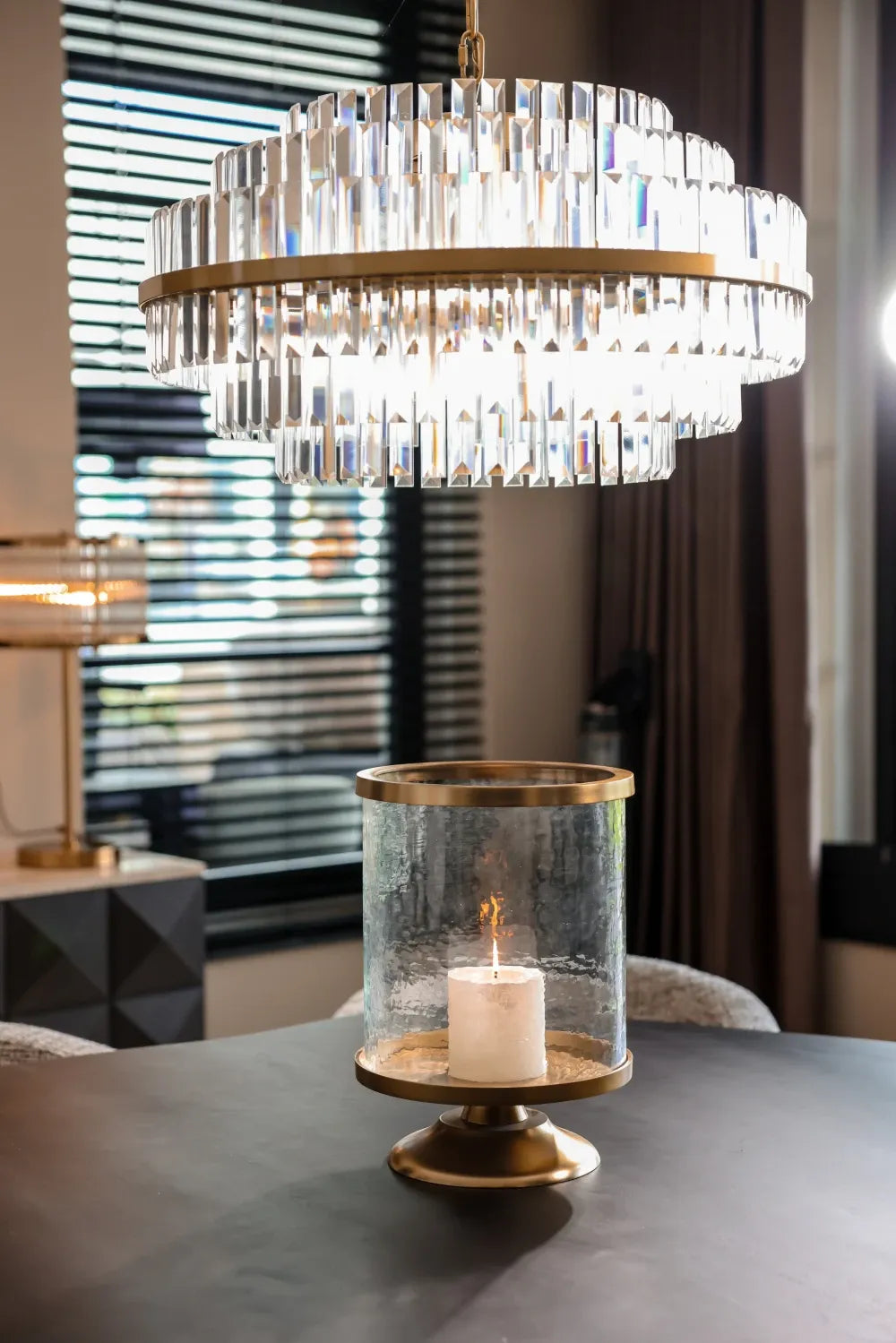 Candelabru din Sticla/Metal Transparent/Auriu L80xH40cm Desire