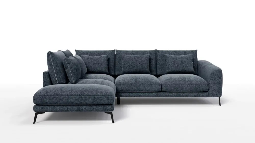 Coltar in forma de L tapitat cu Chenille Albastru Sajma 12 L292x228cm Aspen