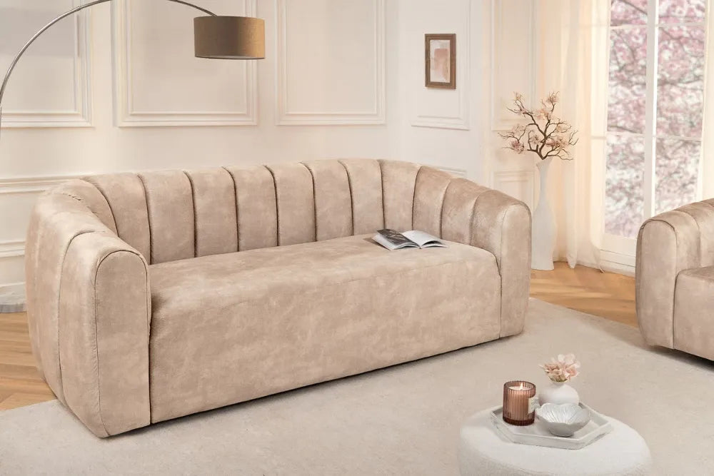 Canapea 3 locuri tapitat cu Catifea Bej L202cm Babylon