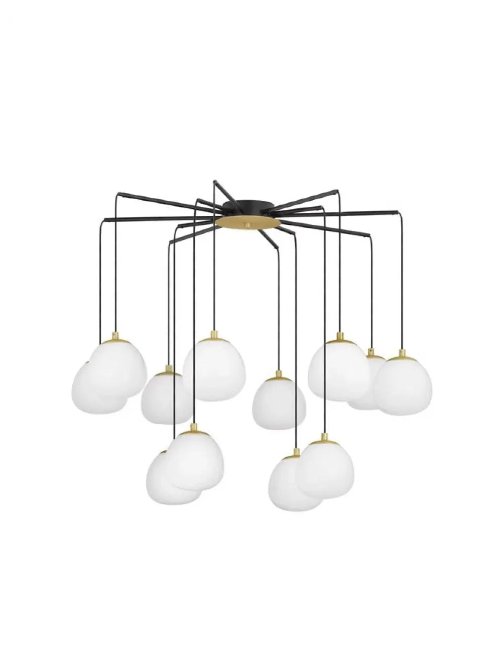 Lustra structura din Metal Negru/Auriu si abajur din Sticla Alb H70xL75cm IP20 THE EGG
