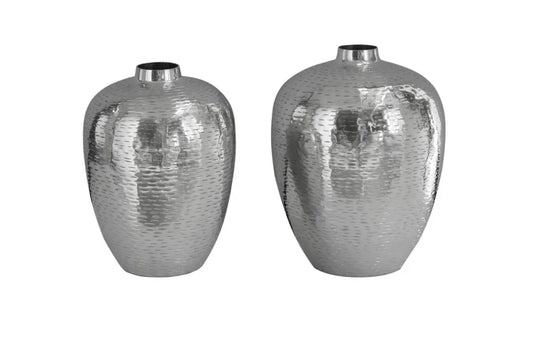 Set 2 vaze decorative din Metal Argintiu H27/32xD21/25cm Oriental