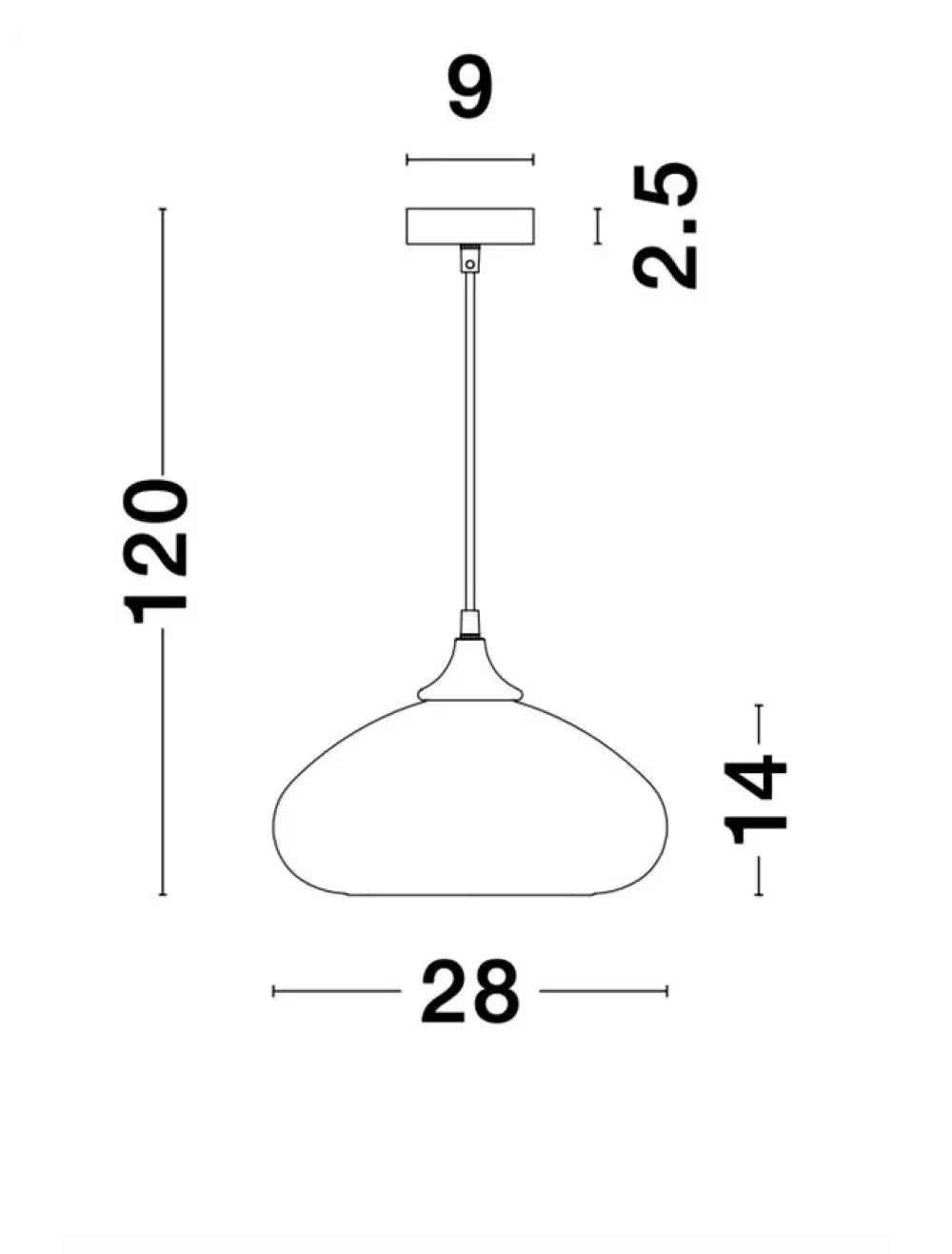 Pendul structura din Metal Negru si abajur din Sticla Crom H120xL28cm IP20 SAVAZ