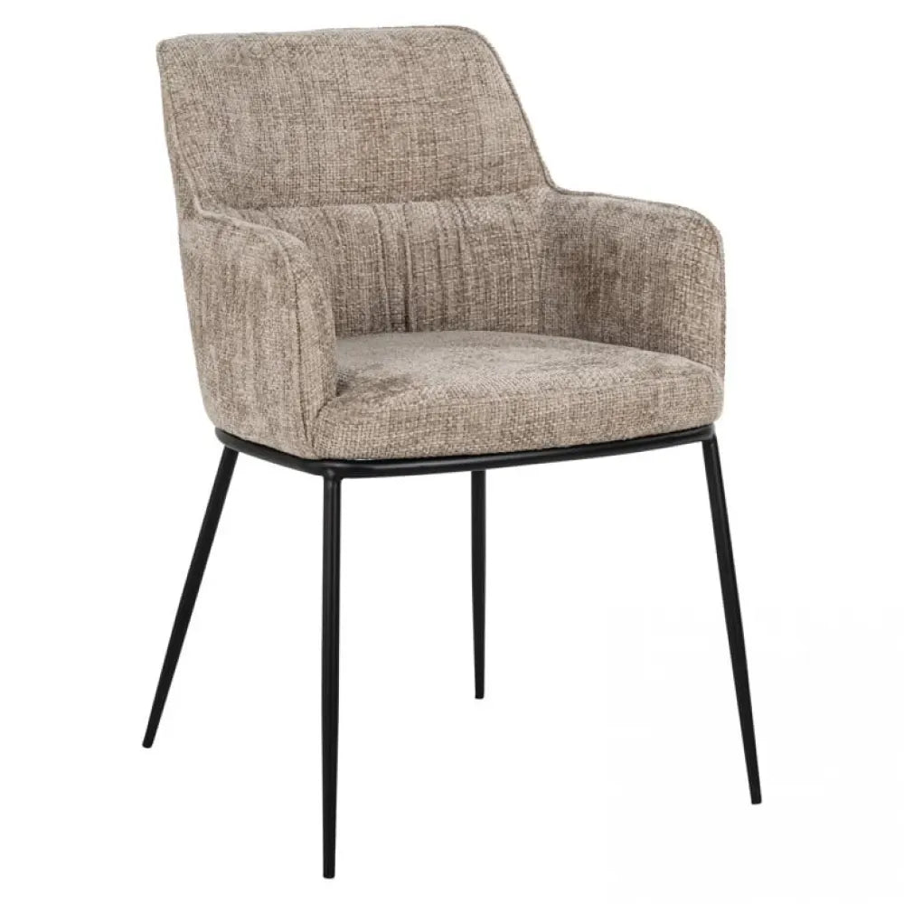 Scaun tapitat cu Stofa Bej cu picioare din Metal Negru H84xL55xA61cm Bella Richmond Interiors