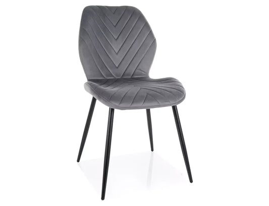 Set 2 scaune din Catifea Gri si Metal Negru Hx86Lx48xA56cm Mike