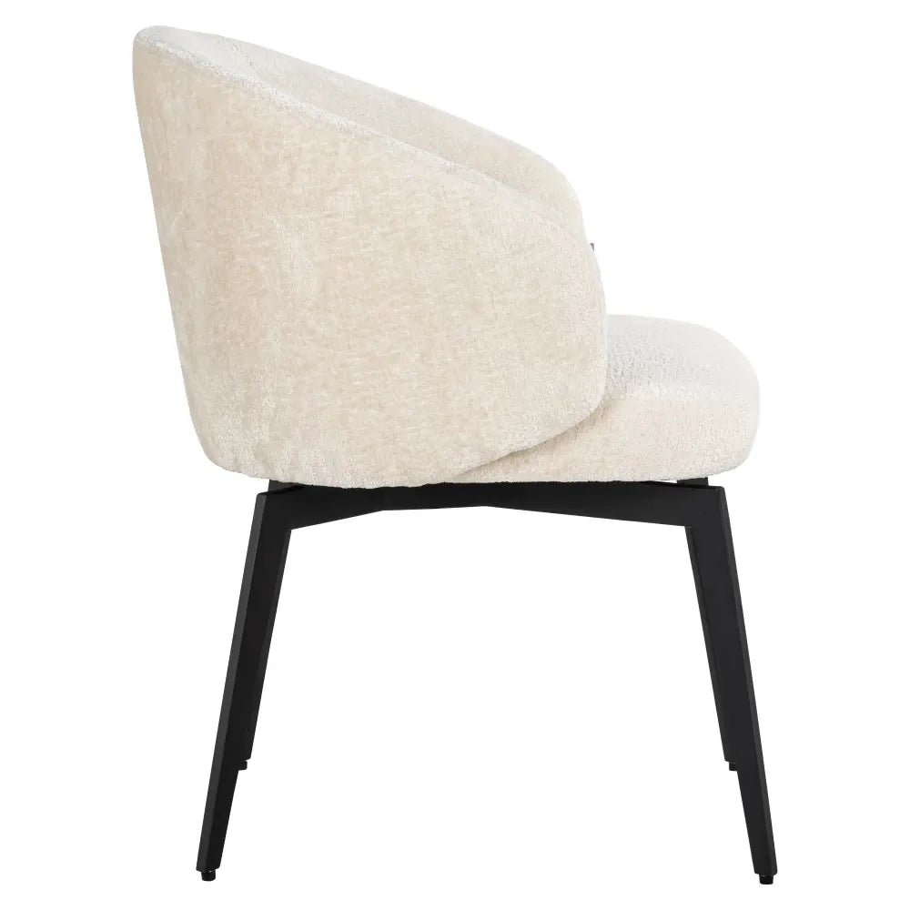 Scaun tapitat cu Chenille Alb cu picioare din Metal Negru H79xL59xA61cm Amphara Richmond Interiors