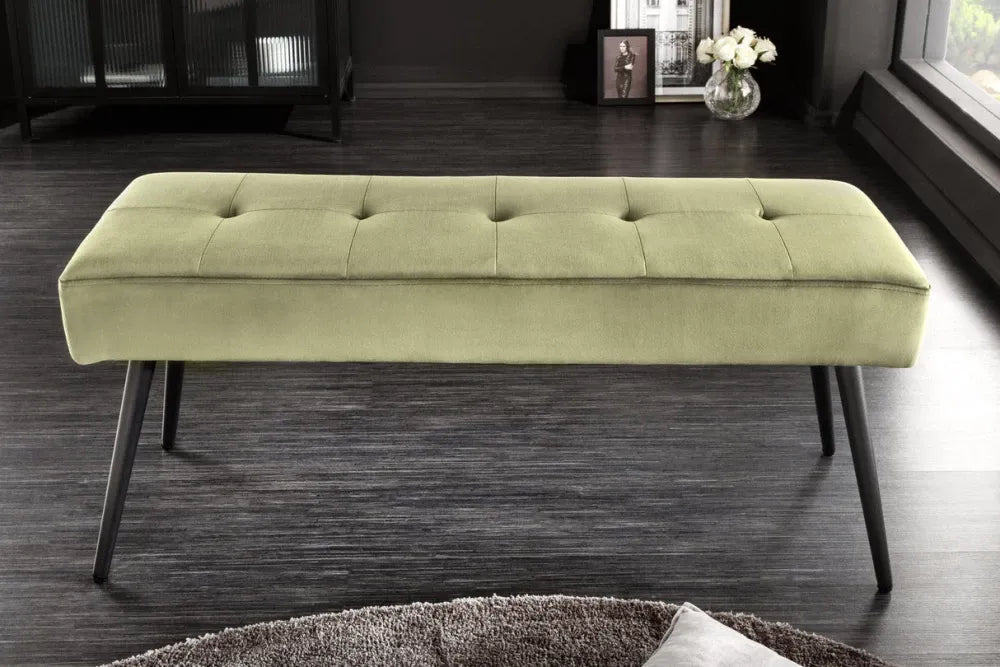 Bancheta din Metal Negru si Catifea Verde olive H42xL100cm Boutique
