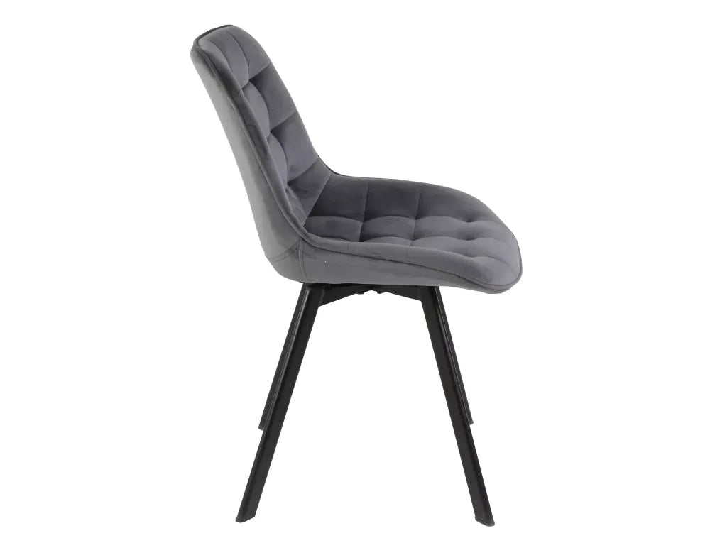 Set 2 scaune din Catifea Gri si Metal Negru Hx88Lx51xA60cm Monti