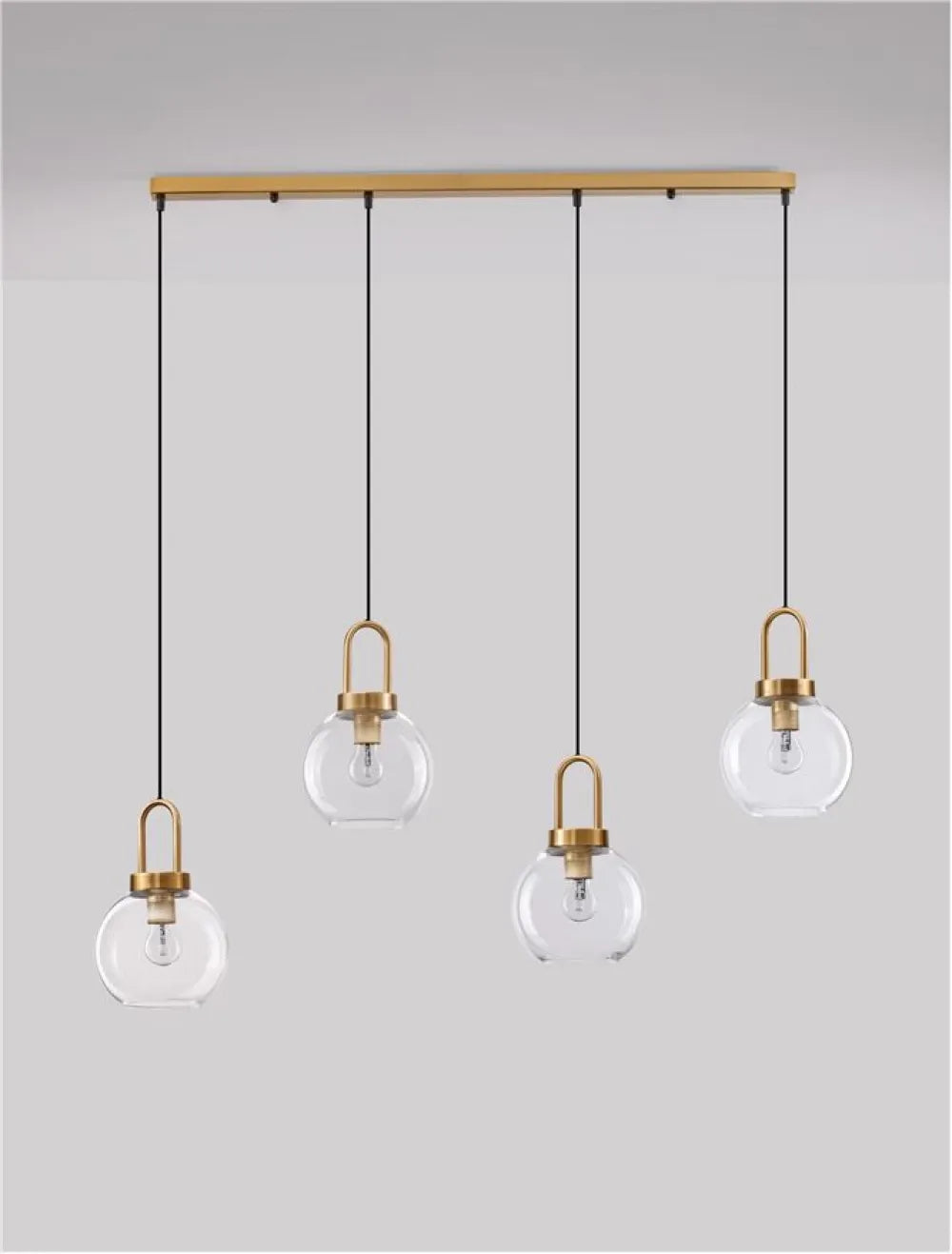 Lustra structura din Metal Alama si abajur din Sticla Transparent H155xL97.5cm IP20 IRVINE