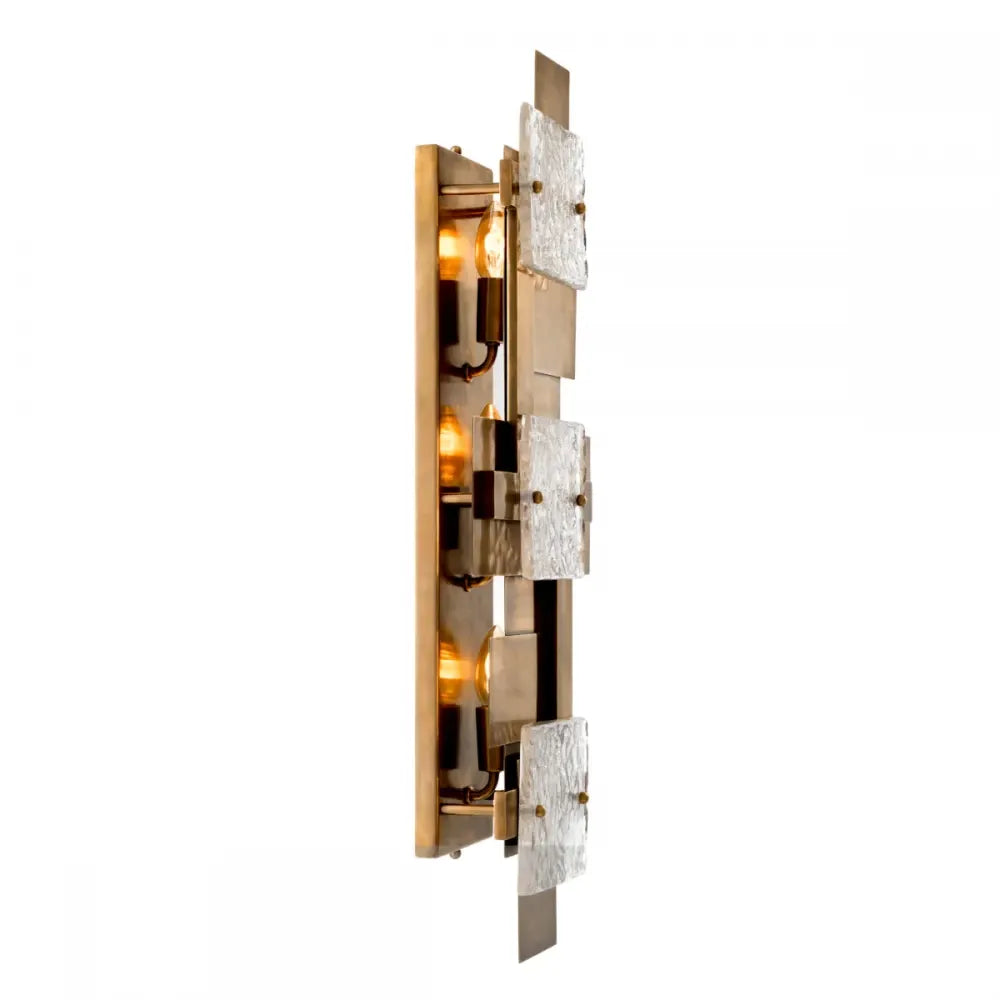 Aplica de perete din Metal Alama atichizata si Sticla Transparent H77xL29.5cm Langham Eichholtz