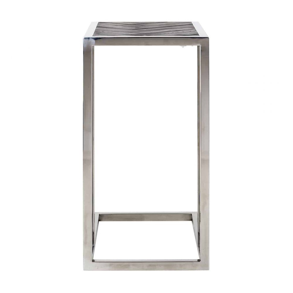 Masuta de colt dreptunghiulara din furnir de stejar si otel inoxidabil Negru/Argintiu L55xH60cm Blackbone Richmond Interiors