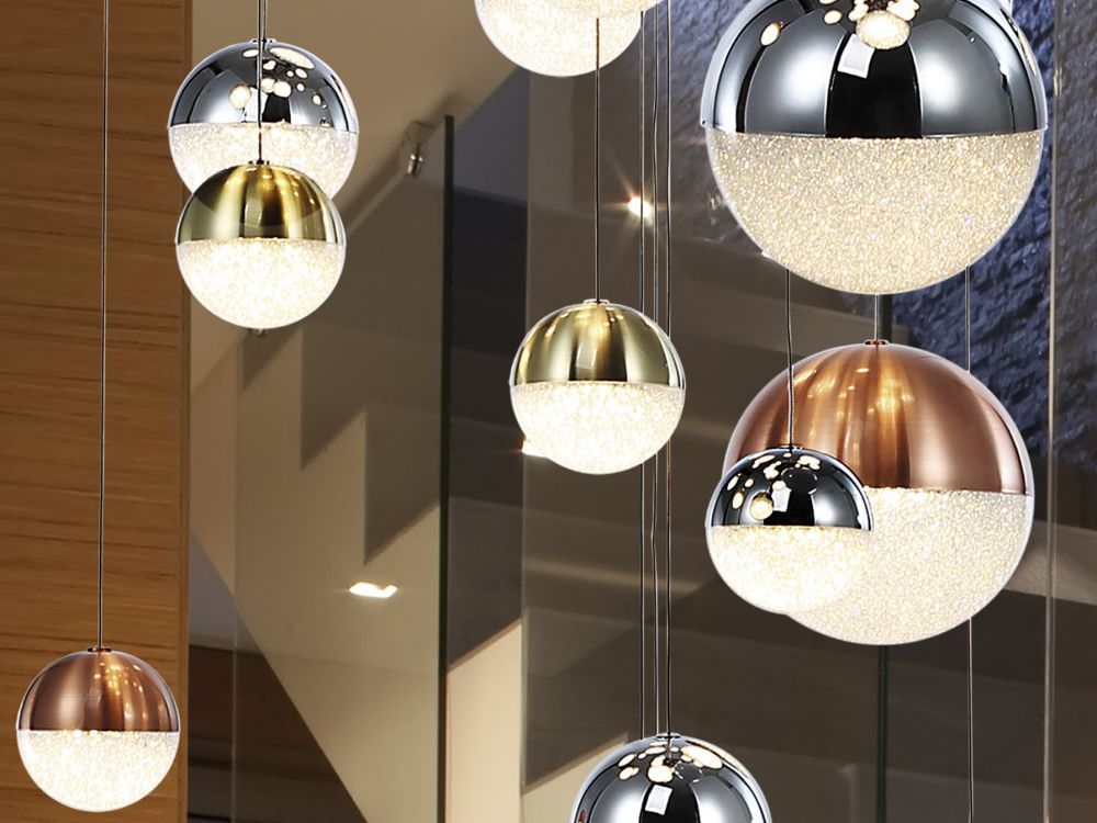 Lustra rotunda cu inaltime reglabila din Policarbonat Alb cu LED  D83xH300cm Sphere