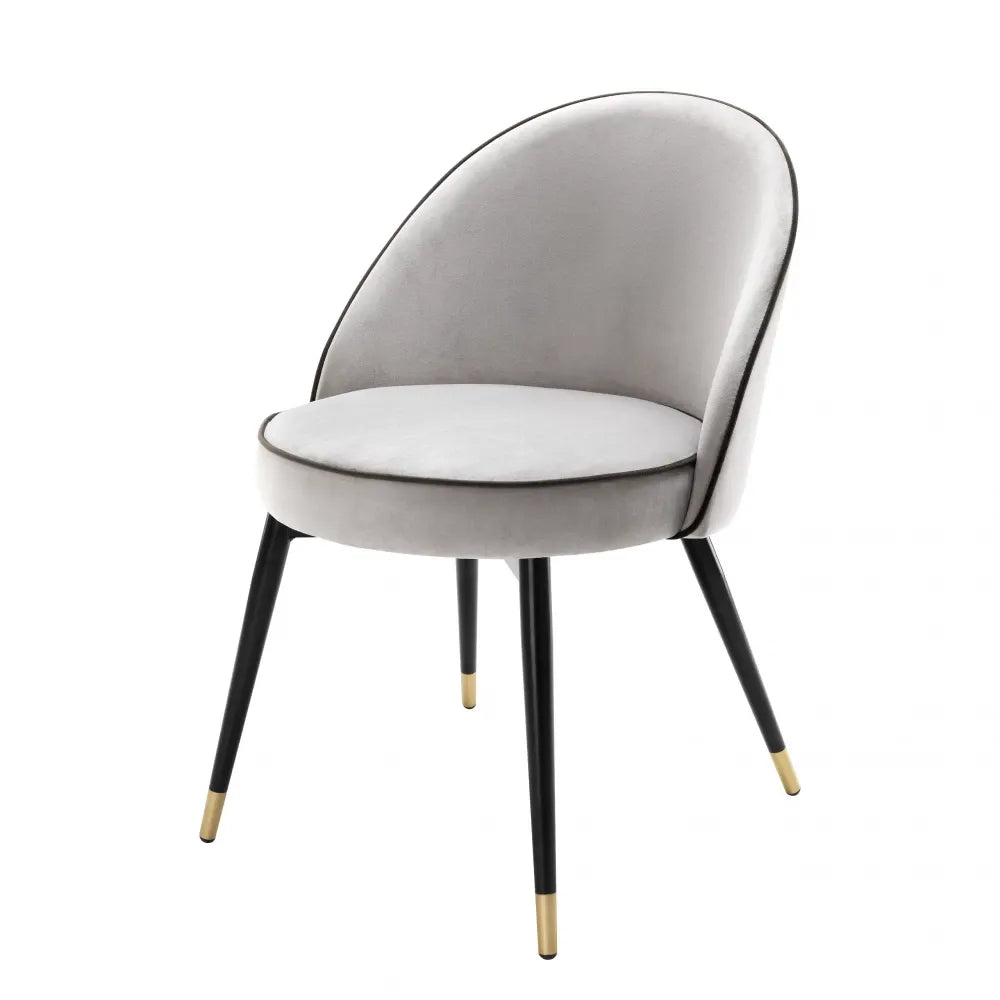 Set 2 scaune tapitat cu Catifea Gri deschis cu picioare din Metal Negru/Auriu H83xL55xA64cm Cooper Eichholtz