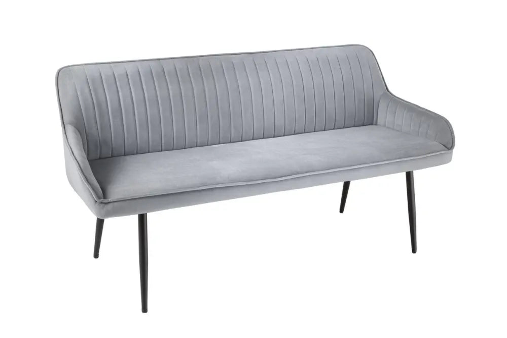 Banca din Metal Negru si Catifea Gri H82xL160cm Turin