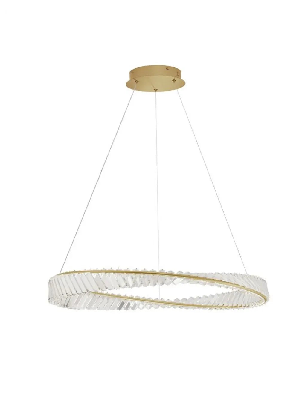 Lustra structura din Metal Auriu si abajur din Cristal Transparent H120xL80cm IP20 43W 4139lm 3500k AURELIA