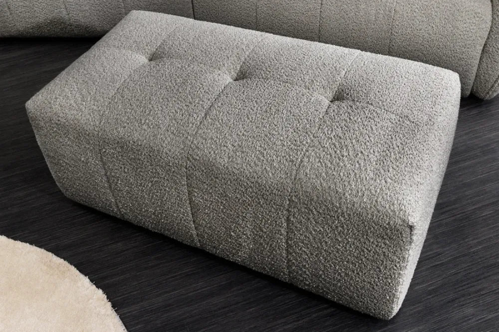 Puf tapitat cu Stofa boucle Gri L118xH44cm ROYAL