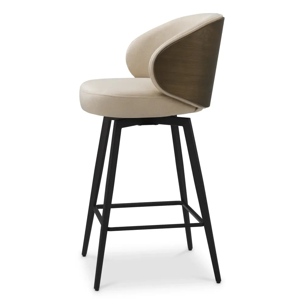 Scaun de insula rotativ tapitat cu Stofa Bej L57xA52xH92cm Camerota Eichholtz