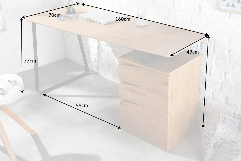 Birou din MDF Maro deschis si Metal Negru L160xH77cm STUDIO