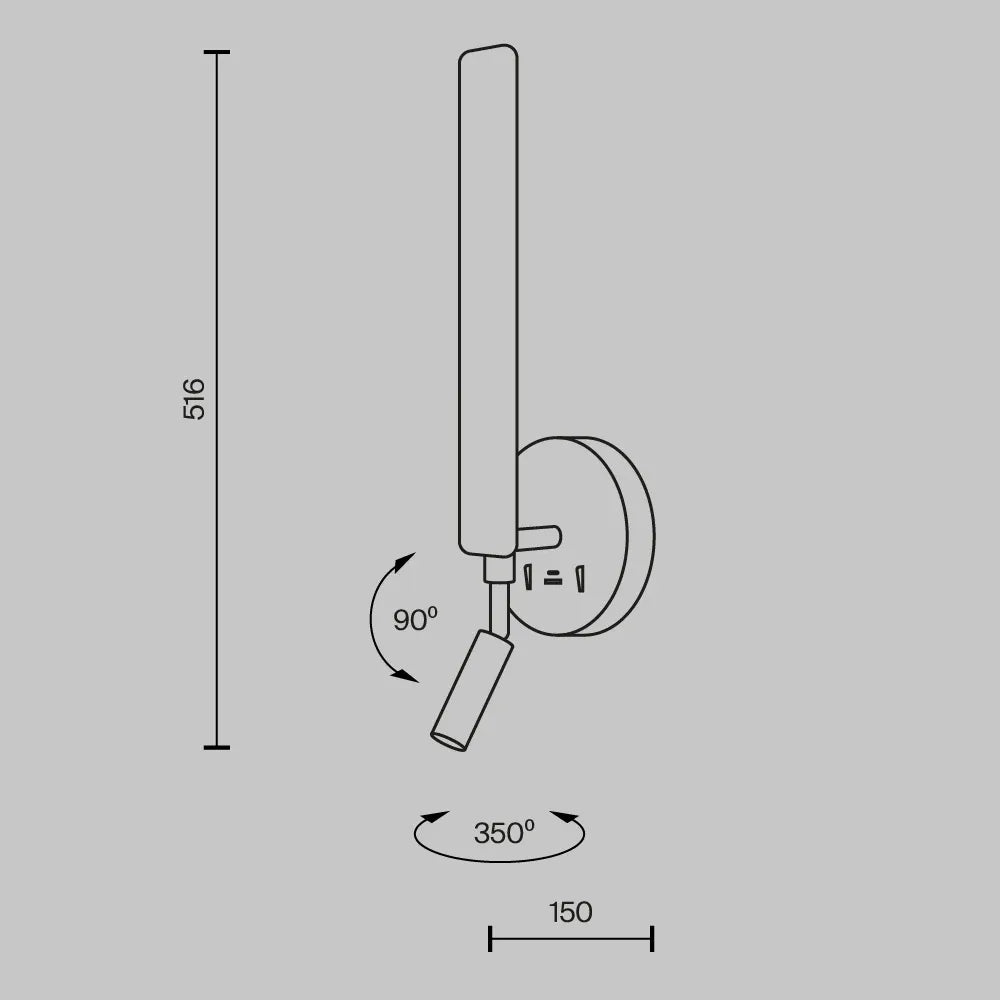 Aplica de perete din Aluminiu Alb si Acrilic Alb H51.6xL9.6cm Combo