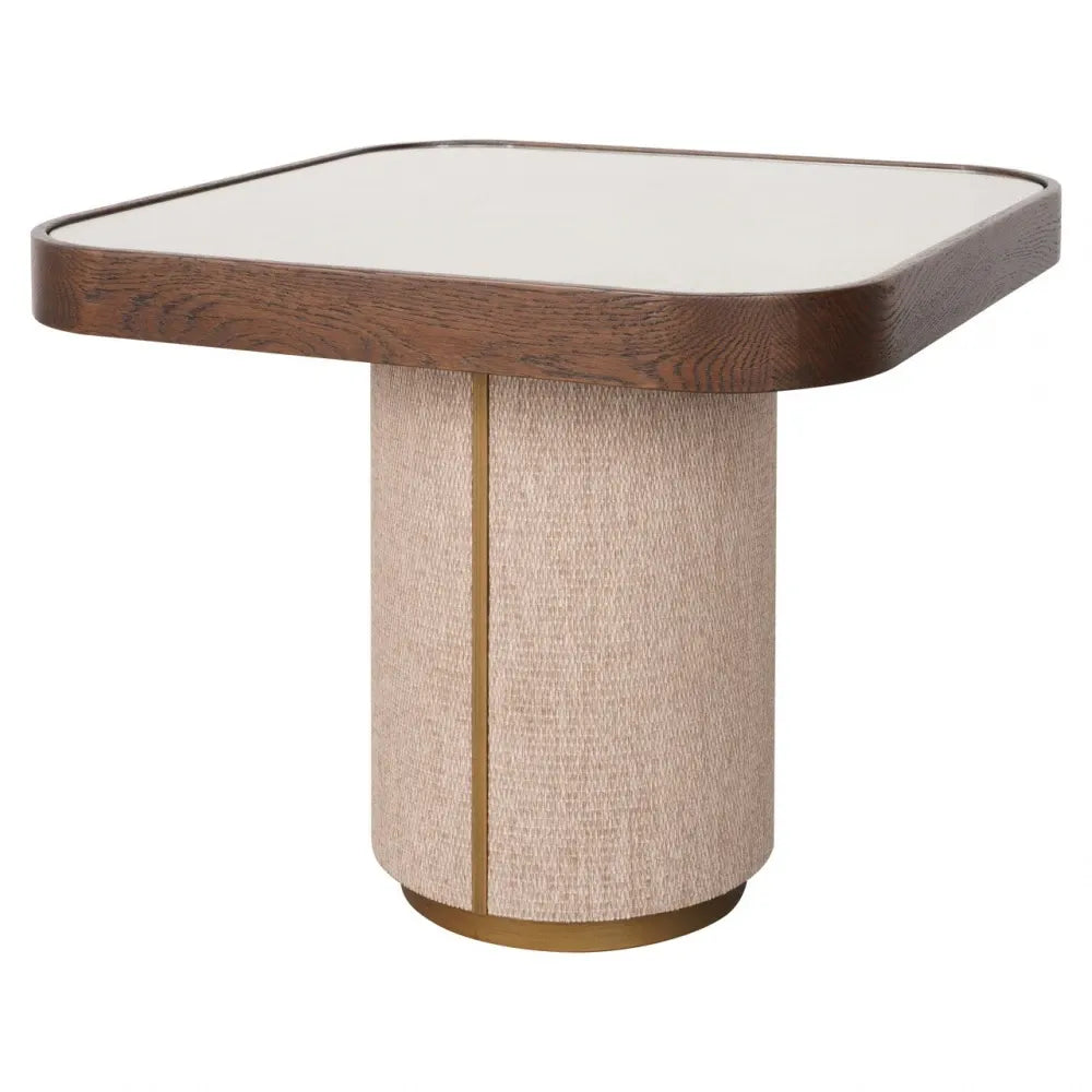Masuta laterala din Metal/In Auriu/Bej si Lemn/In/Sticla Maro/Bej L55xH48cm Willox Richmond interiors