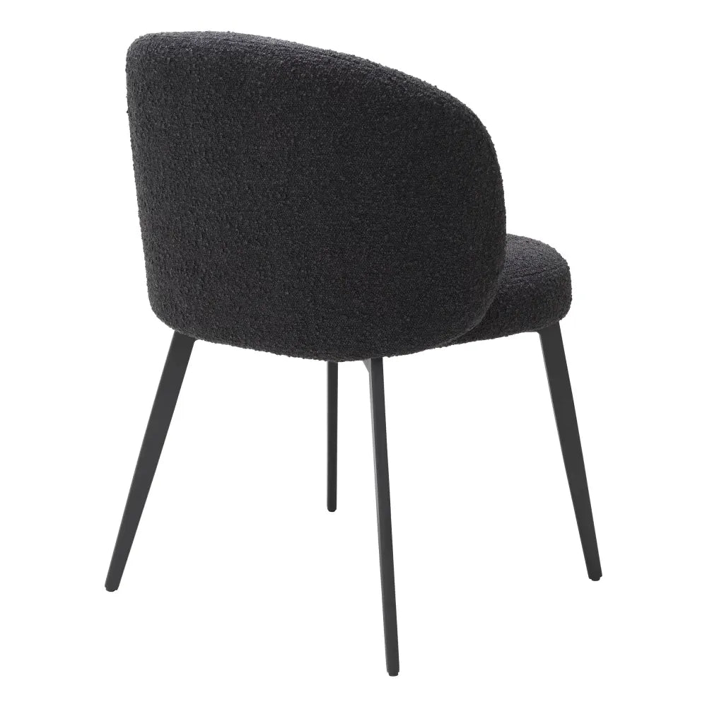 Set 2 scaune tapitat cu Stofa boucle Negru cu picioare din Metal Negru H79xL56xA58cm Lloyd Eichholtz