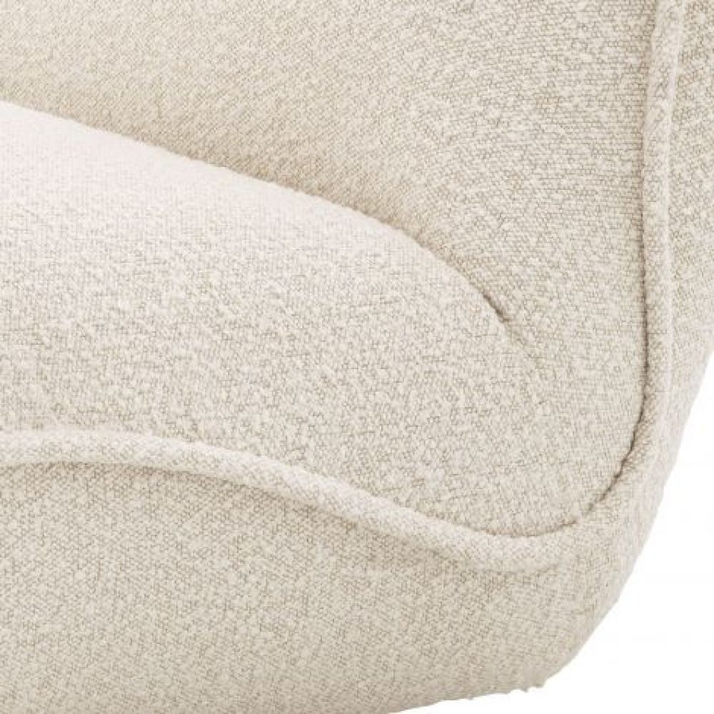 Fotoliu Relax Eichholtz tapitat cu Stofa Boucle Crem cu baza din Otel inoxidabil Auriu H71xL85.5xA105cm