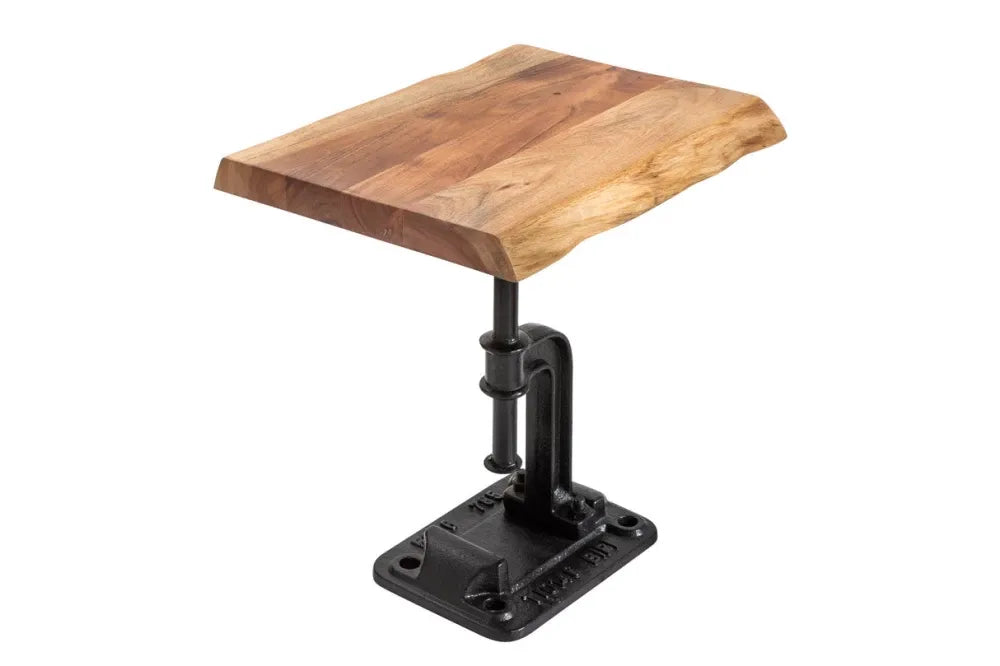Masuta laterala din Lemn de salcam Maro si Metal Negru L43xH46cm Factory