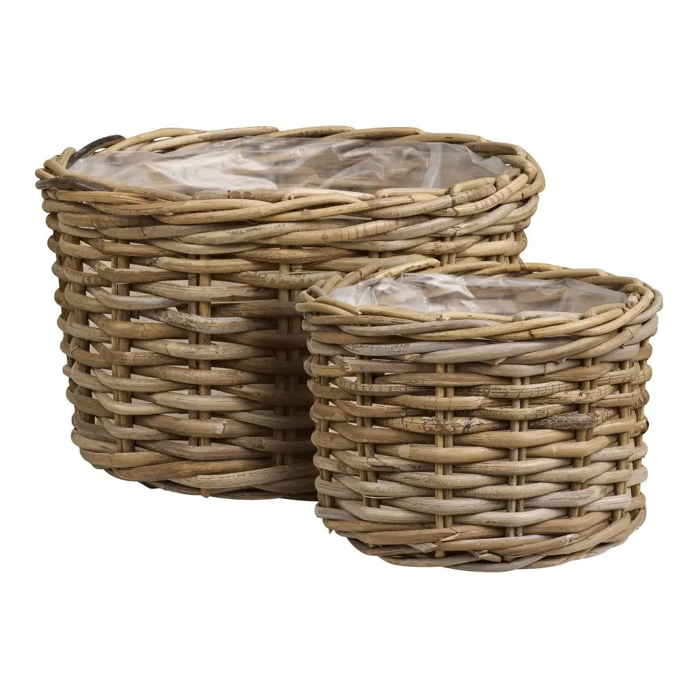 Set 2 cosuri din Ratan/Plastic Maro/Transparent H18/22xD27/35cm Kalak