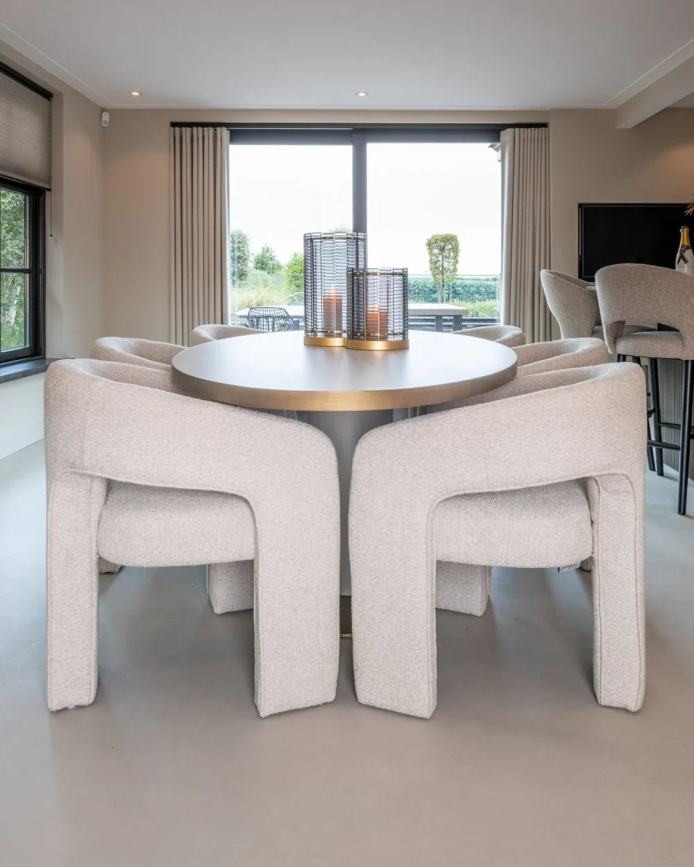 Masa din MDF/Metal Alb/Auriu si Ceramica Alb L230xH75cm Tivoli